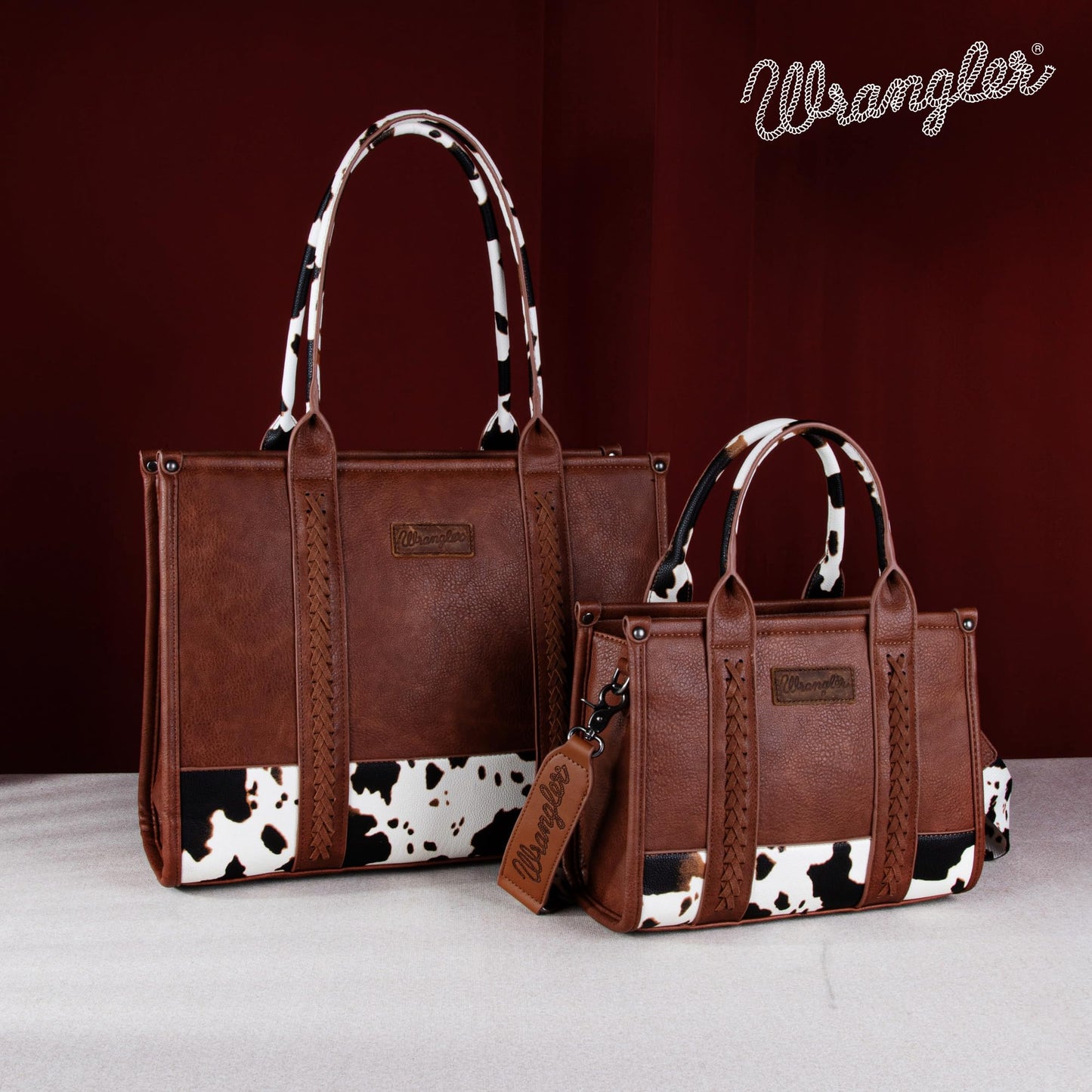 Montana West × Wrangler Tote Bag for Women Small Crossbody Bags Cow Print Satchel Top Handle