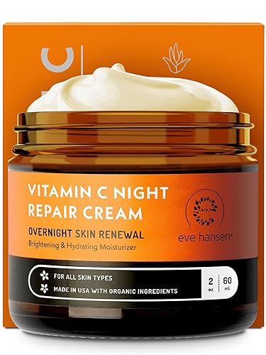 Eve Hansen Vitamin C Night Cream for Face and Neck - Hydrating, Brightening, Anti-Aging Moisturizer for Mature, Dry Skin - Non-Greasy - 2 oz