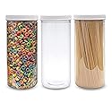 ljdeals 80 oz Tall Clear Plastic Jars with Lids, 2.5 Quart 10 Cup Cylinder Storage Containers, Wide Mouth PET Canisters, Pack of 3, BPA Free, Food…