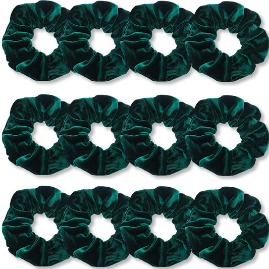 IVARYSS Dark Green Scrunchies, Premium Velvet Soft Hair Scrunchy Bulk, Solid Colors Thick Elastic Bands, Hair Accessories for Women and Girls, 12 Pack Beauty & Personal Care IVARYSS