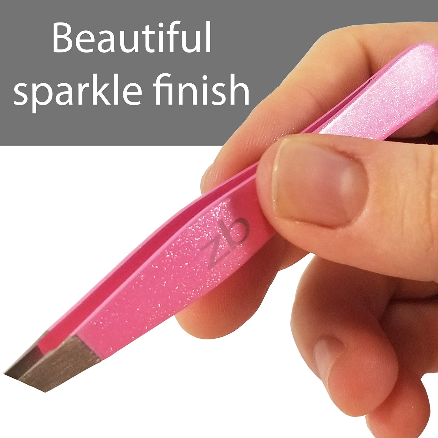 Tweezers - Surgical Grade Stainless Steel - Slant Tip for Expert Eyebrow Shaping and Facial Hair Removal - with Protective Pouch (Bubblegum Pink)