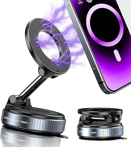 snanlen Upgraded 360° Vacuum Magnetic Phone Holder, Magnetic Car Phone Mount, Hands-Free Suction Cup Phone Holder for Car/Gym/Mirror/Shower, Car…