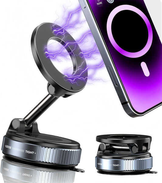 snanlen Upgraded 360° Vacuum Magnetic Phone Holder, Magnetic Car Phone Mount, Hands-Free Suction Cup Phone Holder for Car/Gym/Mirror/Shower, Car…