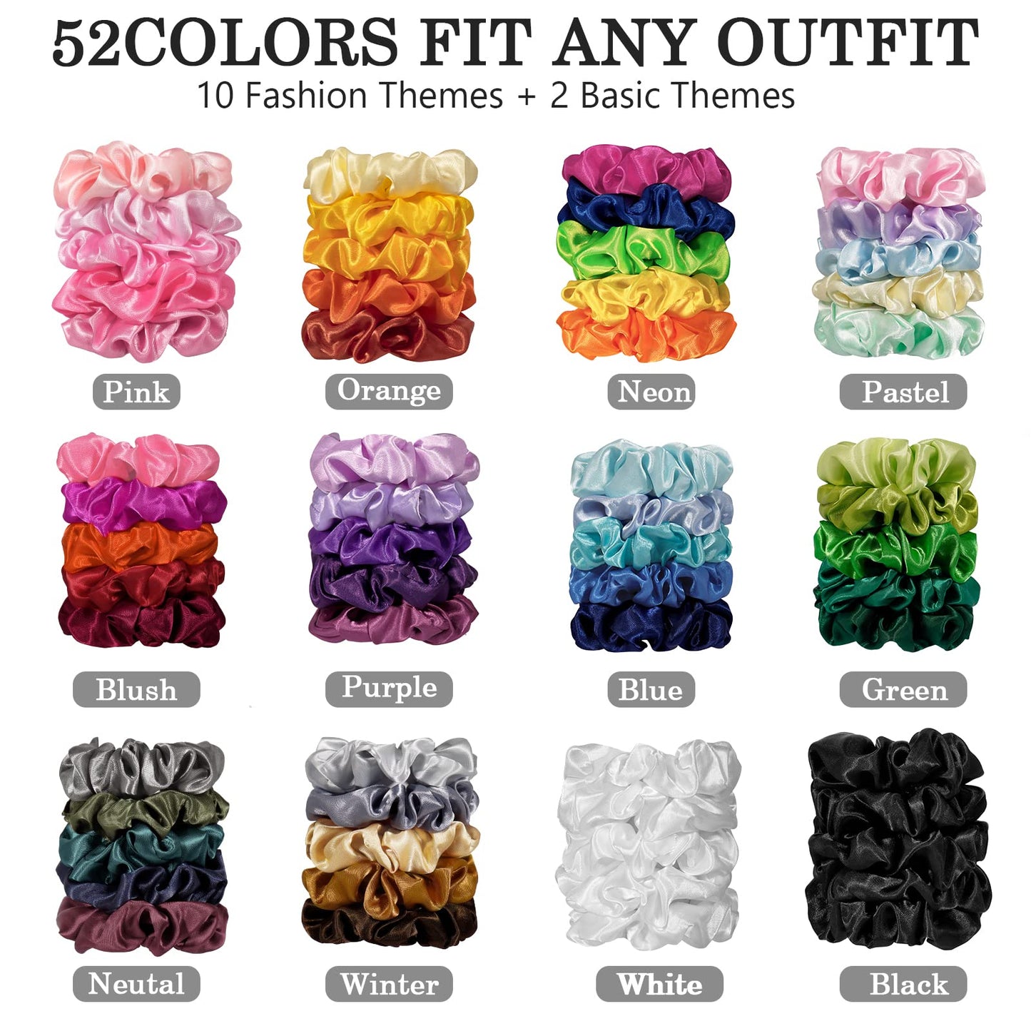 ADRIONE Satin Scrunchies for Women & Girls - 60 Pack Silk Scrunchies for Curly Hair Beauty and Personal Care ADRIONE