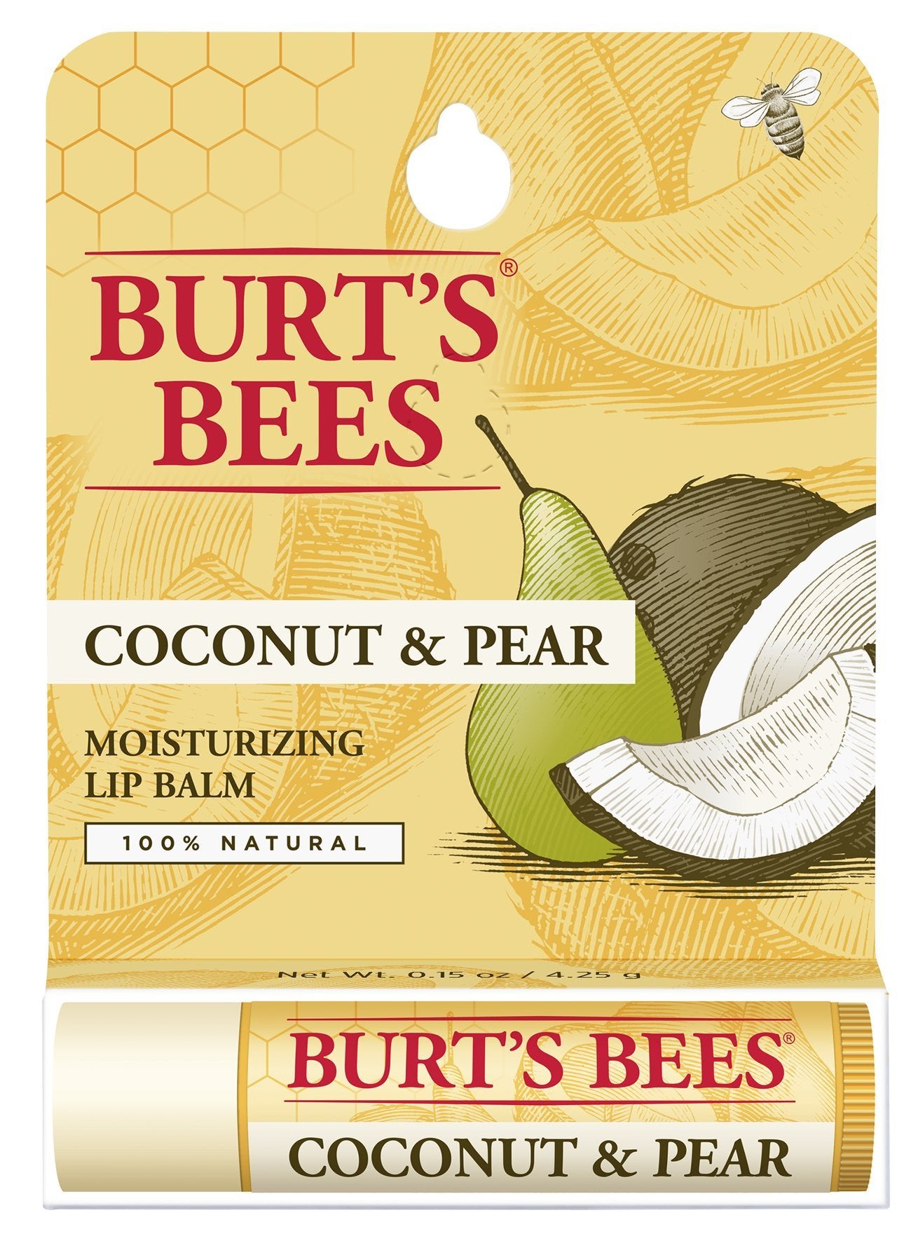 Burt's Bees 100% Natural Moisturizing Lip Balm, Coconut & Pear with Beeswax & Fruit Extracts - 1 Tube