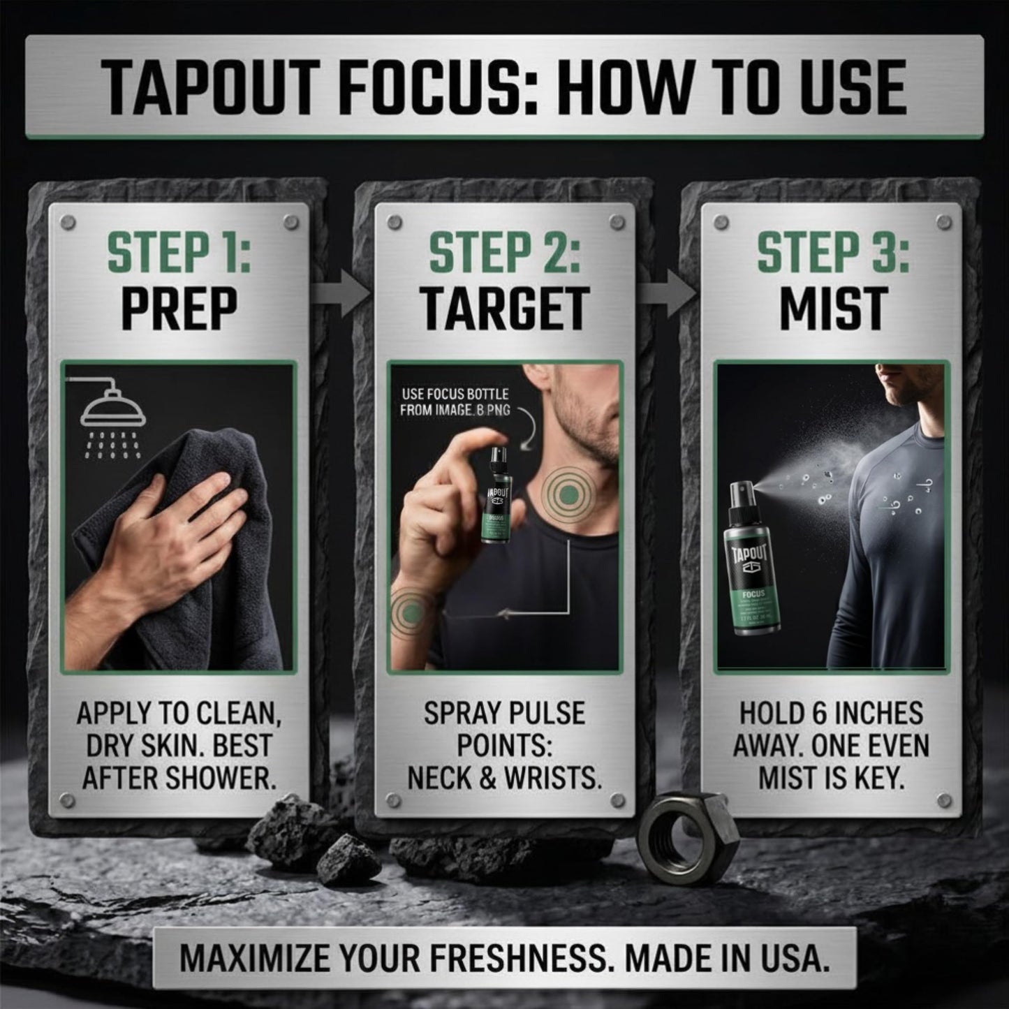 Focus by Tapout Men's Body Spray 1.5oz, pack of 1