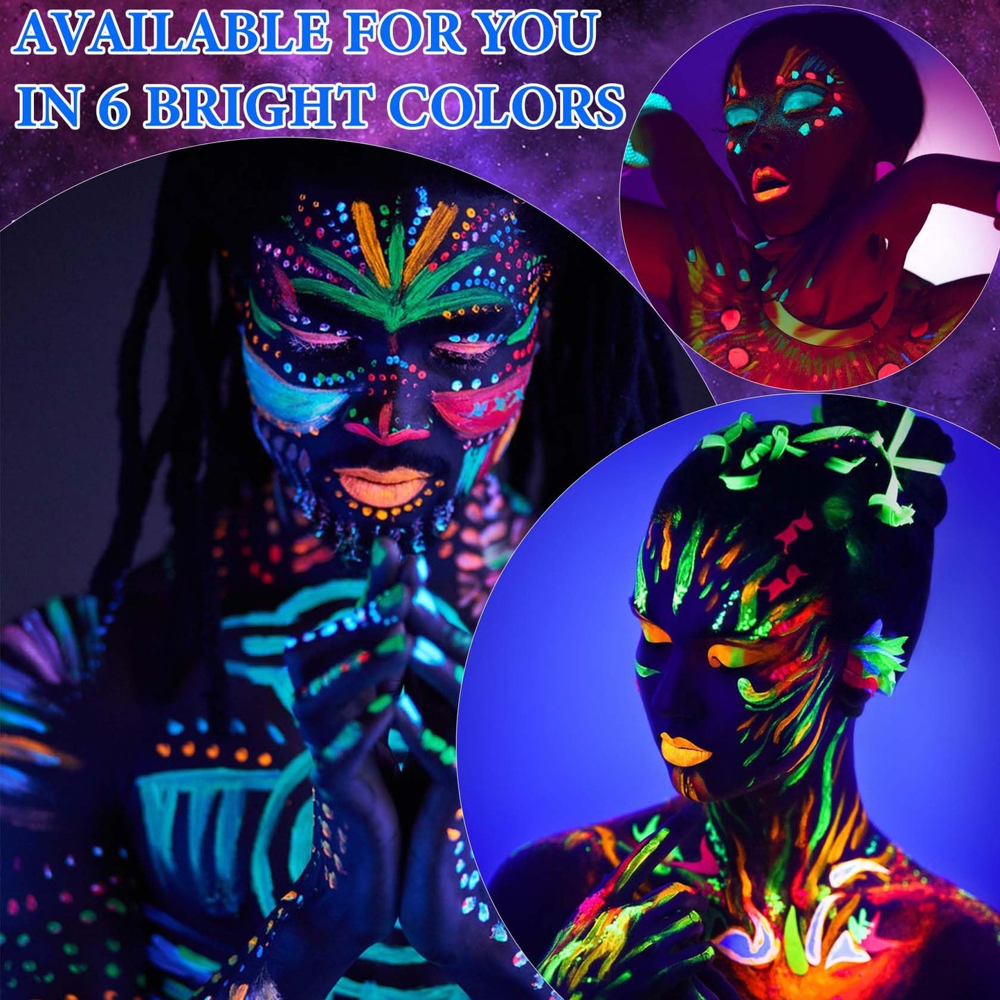 WYBLZPXZ 12 Pcs Glow in Dark Face Body Paint,Black Light Glow Makeup Set Neon Fluorescent,Glow Blacklight Body Face Paint Set Face Painting for Music