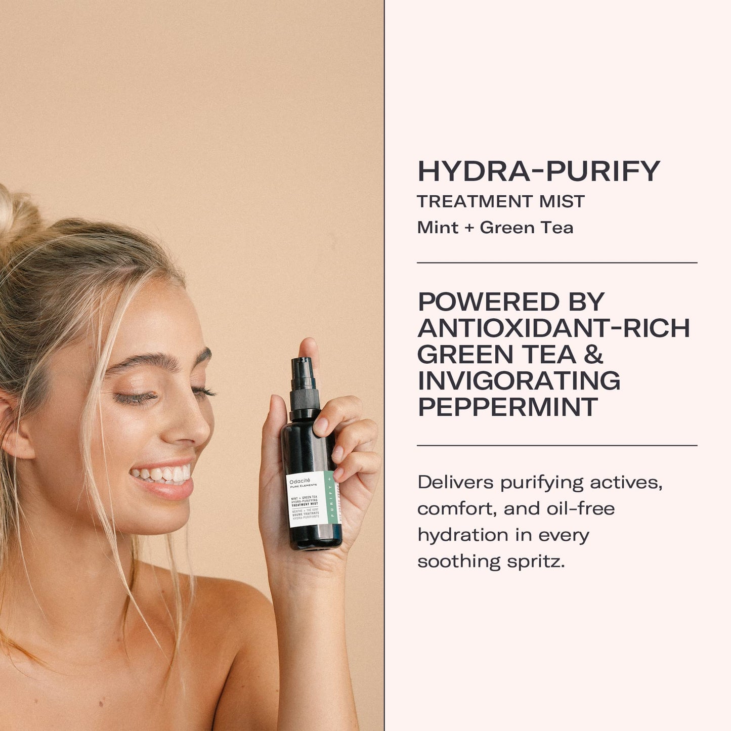Odacité Anti Aging Face Serum - Mint & Green Tea Hydra-Purifying Mist Glow Recipe, Acne & Pimple Prone Skin, Clearing Face Mist for Hydration