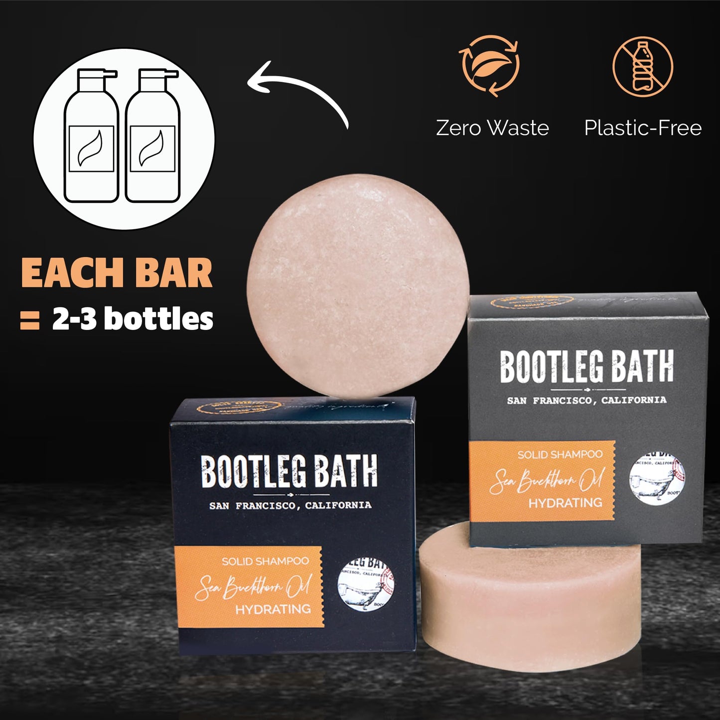 BOOTLEG BATH Hydrating Shampoo and Conditioner Bar with Sea Buckthorn Oil and Aloe Vera Extract, Vegan, Sulfate-Free, Phthalate-Free, Paraben-Free