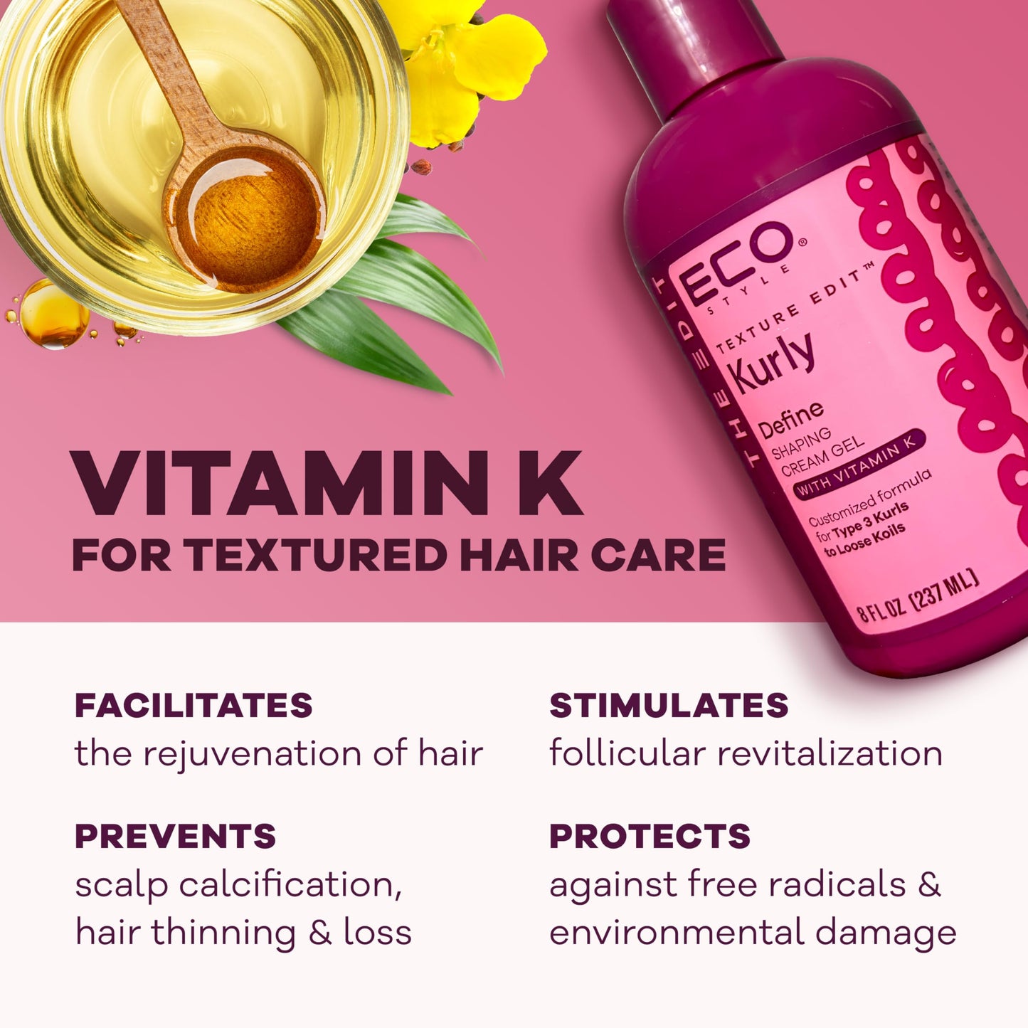 Eco Style Texture Edit Silky Radiance Curl Serum - Lightweight Gloss Booster that Smooths, Softens, and Enhances Shine for Healthy-Looking Curls