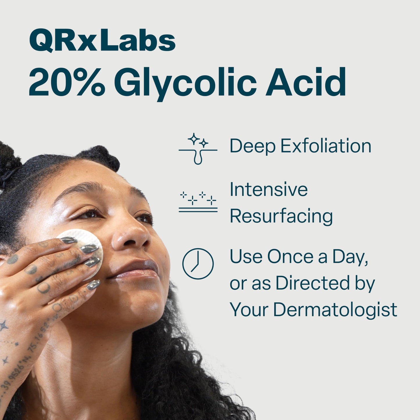 QRxLabs Glycolic Acid Pads - 20% Resurfacing Pads AHA for Face & Body - Exfoliates Skin Surface and Reduces Appearance of Fine Lines and Wrinkles Beauty and Personal Care QRxLabs