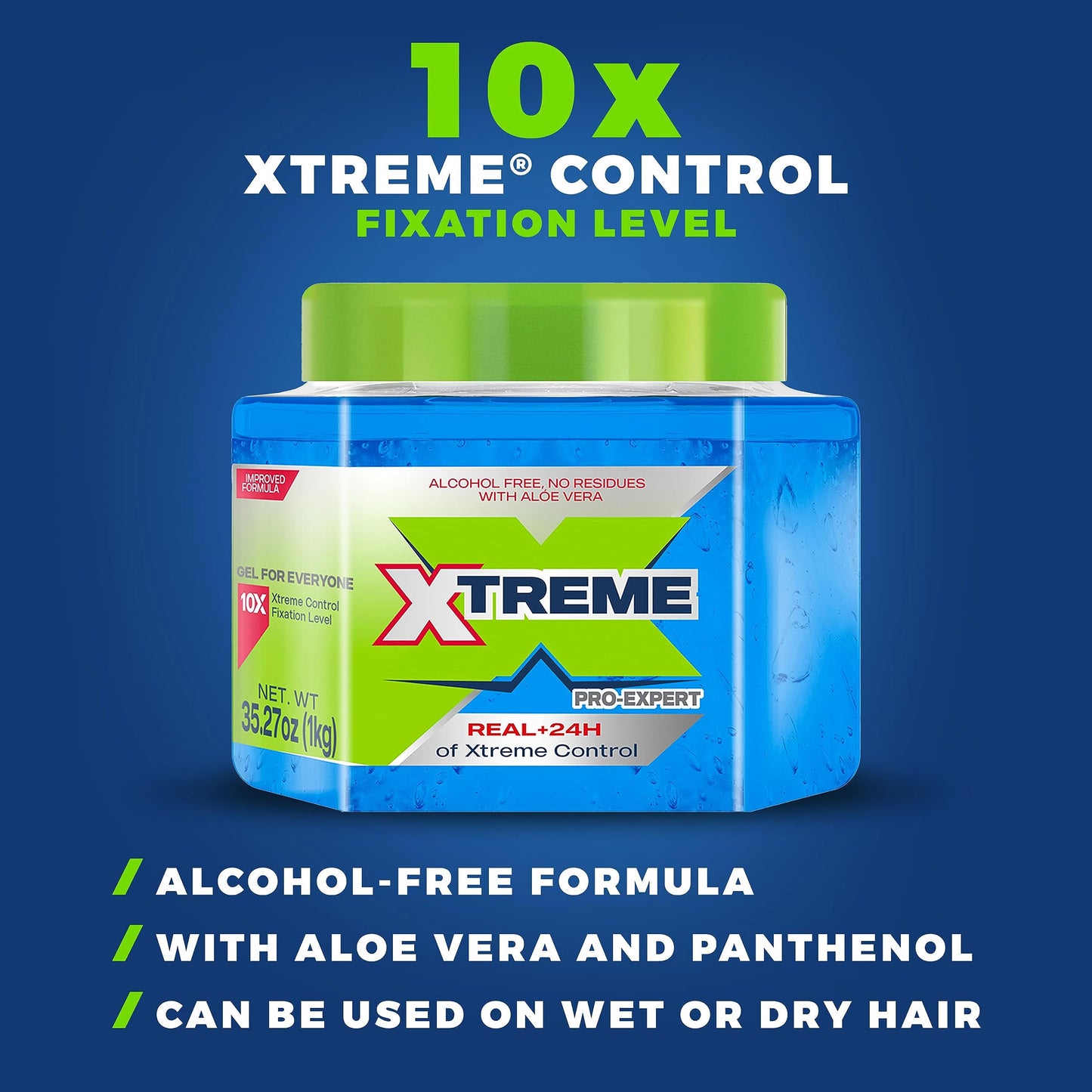 Xtreme Pro-Expert Blue Styling Hair Gel, 35.27 Oz, Pack of 2