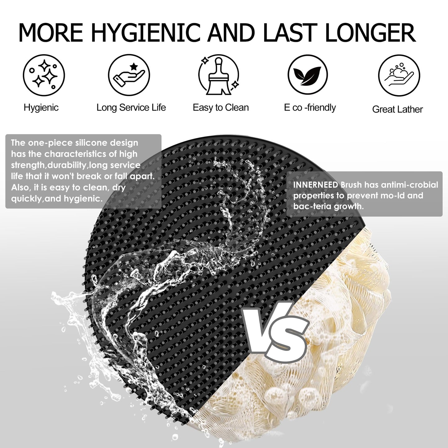 INNERNEED Food-Grade Soft Silicone Body Scrubber Shower Brush Handheld Cleansing Skin Brush, Gentle Exfoliating and Lather Well (Pack of 3) Beauty and Personal Care INNERNEED