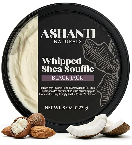 Ashanti Naturals Scented Whipped Shea Butter | African Body Butter for Men w/Coconut and Almond Oil (Blackjack Souffle, 8 oz)