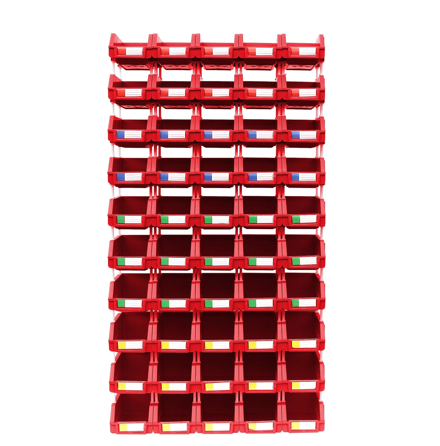 DJC Supply Red Small 3.9" X 6.3" X 2.9" Heavy duty thermoplastic storage bin organizer, Stackable, Hangable, Side-connect, Used in classrooms…