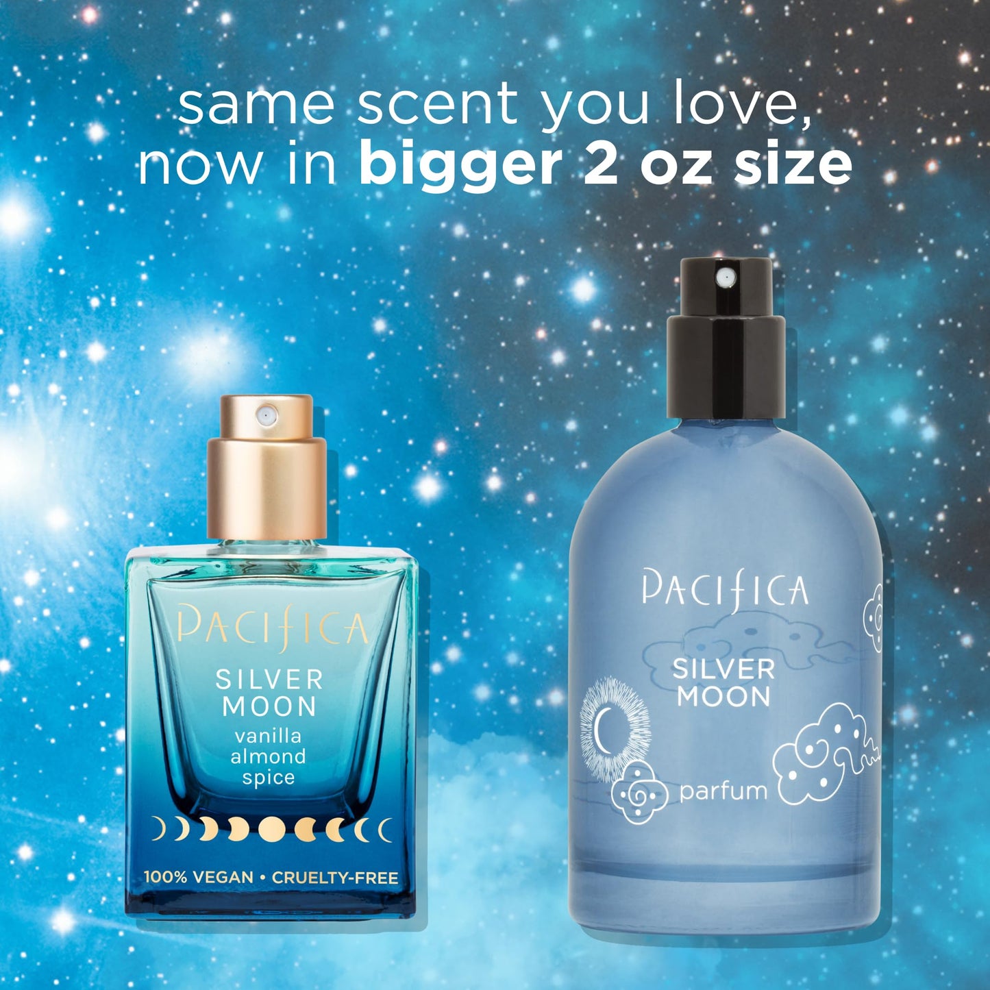 Pacifica Silver Moon Vanilla Almond Spice Perfume - Warm Gourmand Clean Fragrance for Women, 2 fl oz (Vegan & Cruelty-Free)