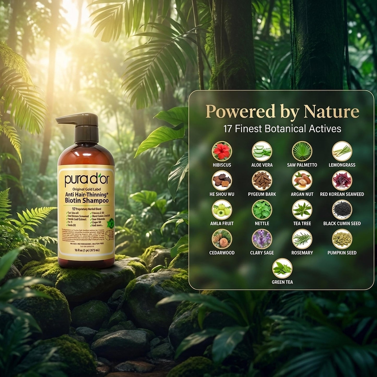PURA D'OR Original Gold Label Anti-Thinning Shampoo - CLINICALLY TESTED - Biotin & Argan Oil - Sulfate-Free Strengthening & Volumizing Beauty and Personal Care PURA D'OR