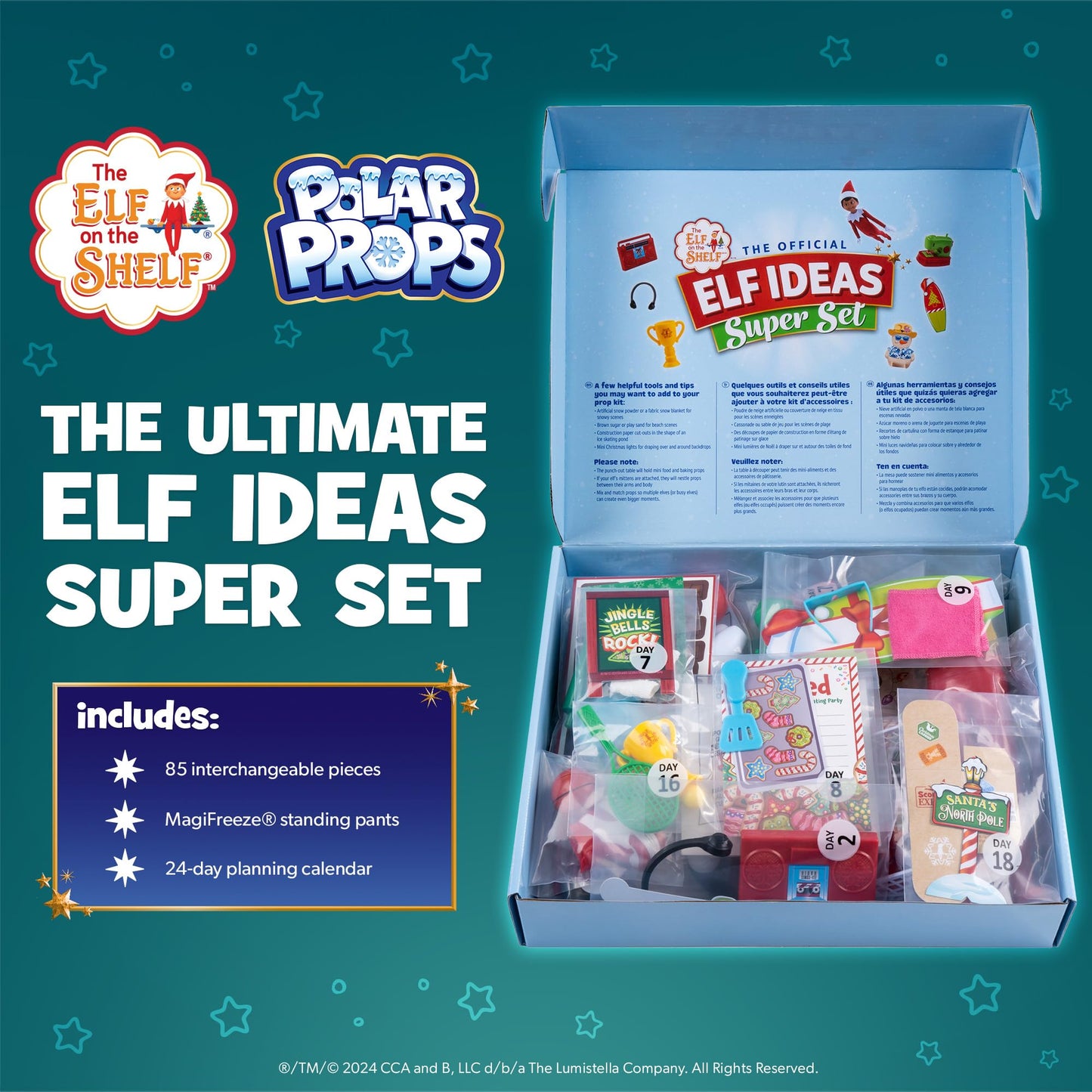 The Elf on the Shelf 24-Day Super Set Official The Elf on the Shelf Ideas for 24 Days of Elf Magic - 80+ Props, MagiFreez Standing Pants and Calendar…