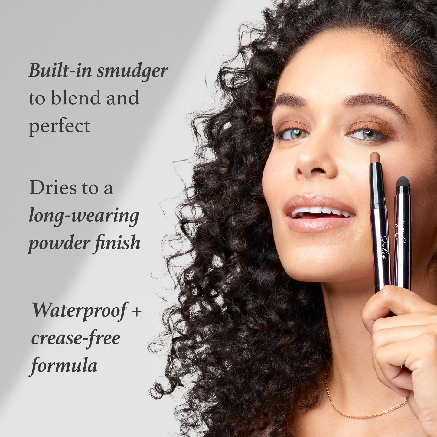 Julep Eyeshadow 101 Crème-to-Powder Waterproof Eyeshadow Stick Duo - Long-Lasting, Crease-Proof, Easy Apply with Built-in Smudger - Silver Moonlight