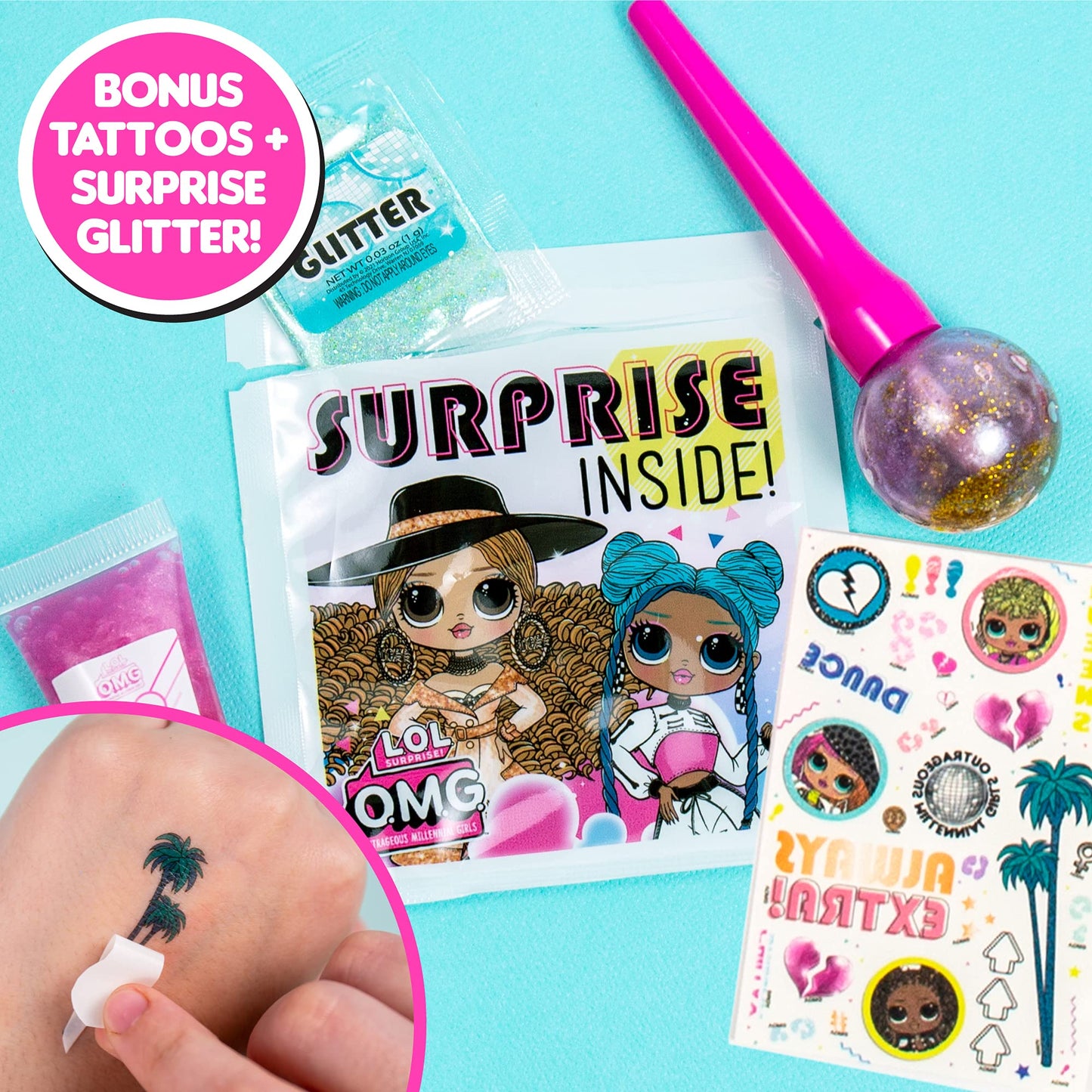 L.O.L. Surprise! O.M.G. Lollipop Lip Gloss by Horizon Group USA, Create 4 LOL Surprise Lip Glosses, Includes 4 Lip Gloss Containers, 3 Fun Flavors