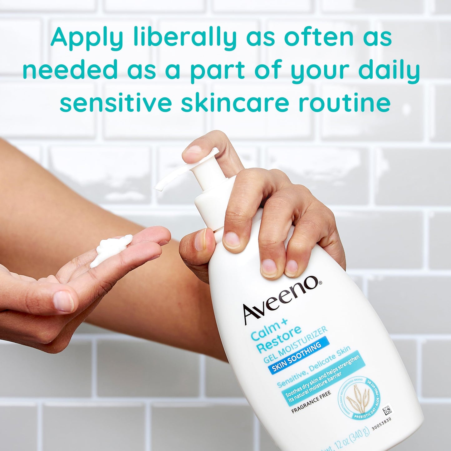Aveeno Calm + Restore Body Moisturizer Gel for Sensitive Skin, Lightweight Moisturizer to Help Heal Dry Skin with Aloe Vera, Prebiotic Oat