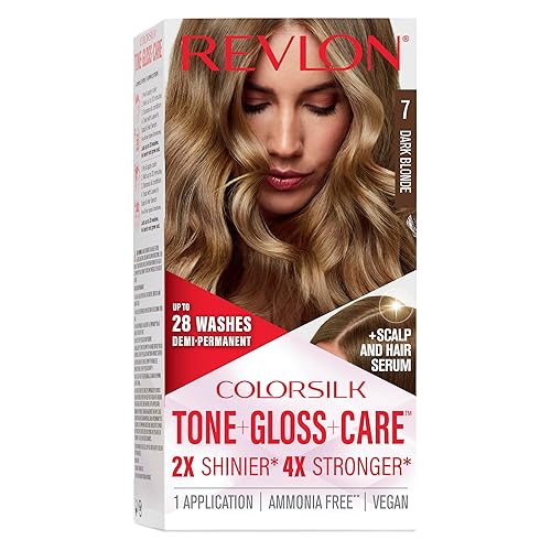 Revlon ColorSilk Tone + Gloss + Care Demi Permanent Hair Color, Dye Kit with Leave-In Scalp and Haircare Serum, 2x Shinier, 4x Stronger, 7 Dark