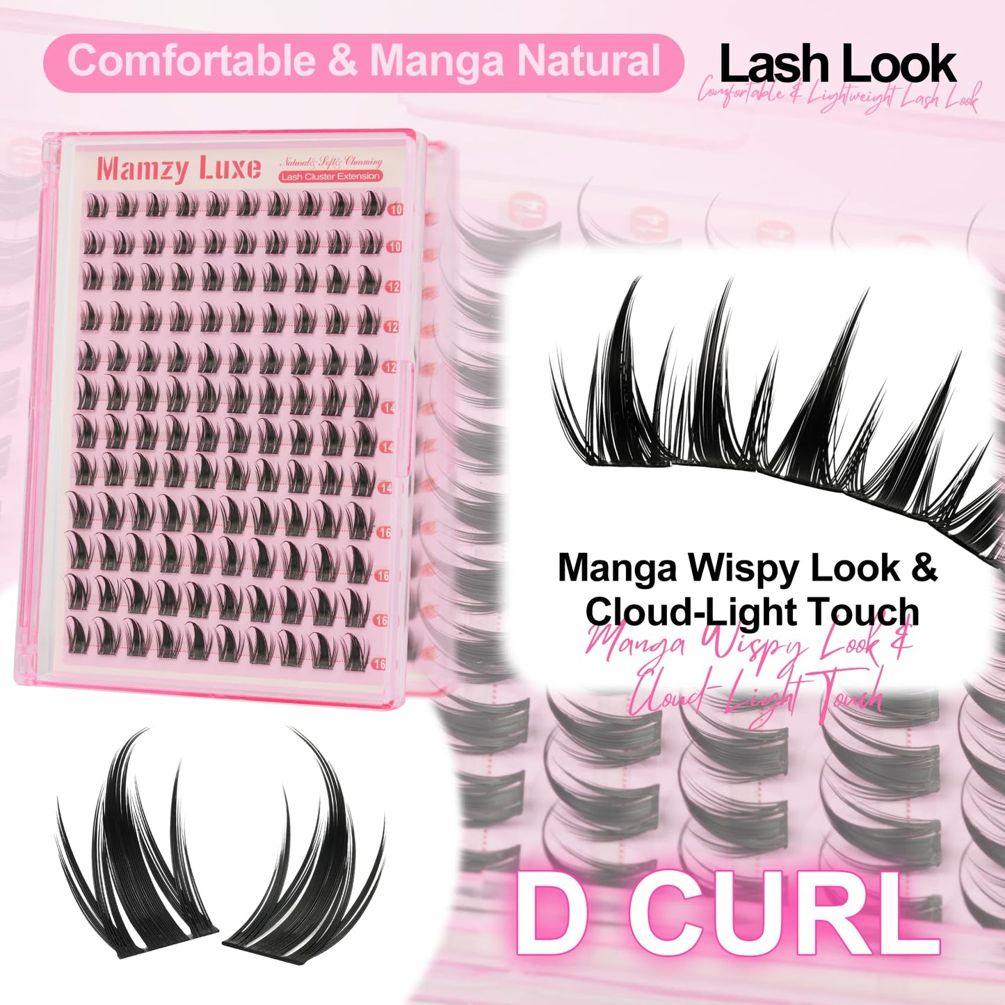 Manga Lash Clusters Wispy 10-16MM Spiky Eyelash Clusters CC Curly Natural Cluster Eyelash Extensions DIY Versatile Anime Eye Lashes Clusters Extension Beauty and Personal Care Mamzy Luxe