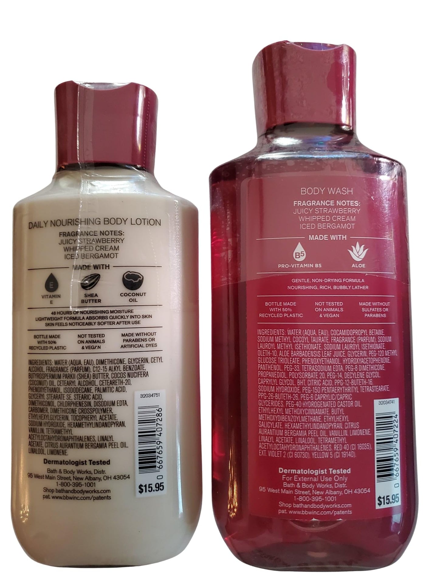 Bath & Body Works Women's Strawberry Snowflakes Body Lotion and Body Gel Wash 2 Piece Set