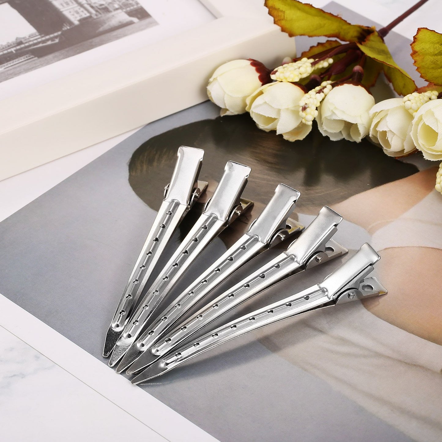 24 Pieces Duck Bill Hair Clips 3.5 Inches Duckbill Hair Clips Metal Alligator Curl Clips for Women Styling Sectioning Long Hair Sectioning Clips