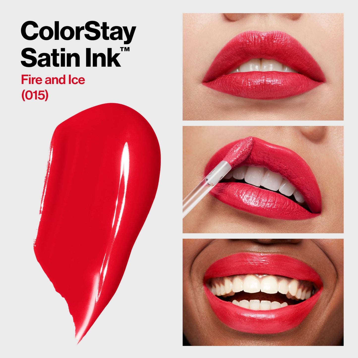Revlon ColorStay Satin Ink Liquid Lipstick, Longwear Rich Lip Colors, Formulated with Black Currant Seed Oil, 015 Fire & Ice, 0.17 fl oz