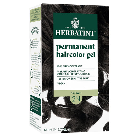 Herbatint Permanent Hair Dye For Women - 2N Brown - For Up To 100% Gray Coverage of Resistant Gray Hair - Ammonia-Free, Alcohol-Free & Vegan - Salon Beauty & Personal Care Herbatint
