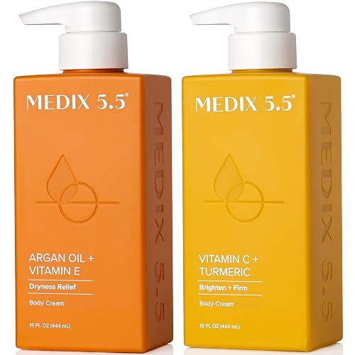 MEDIX Vitamin C Cream + Anti Aging Argan Oil Cream 2PC Skin Care Bundle | Moisturizer Body Cream & Face Lotion | Brightening Body Lotion For Women