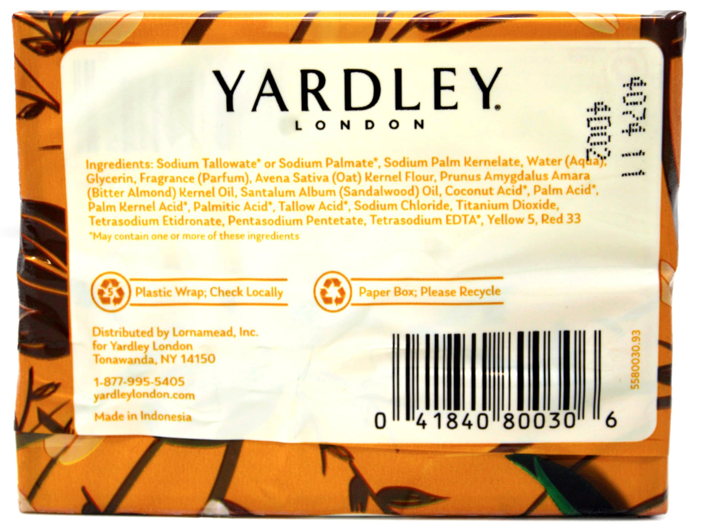 Yardley London Moisturizing Bath Bar, Oatmeal & Almond, 4.0 Oz, Pack Of 24