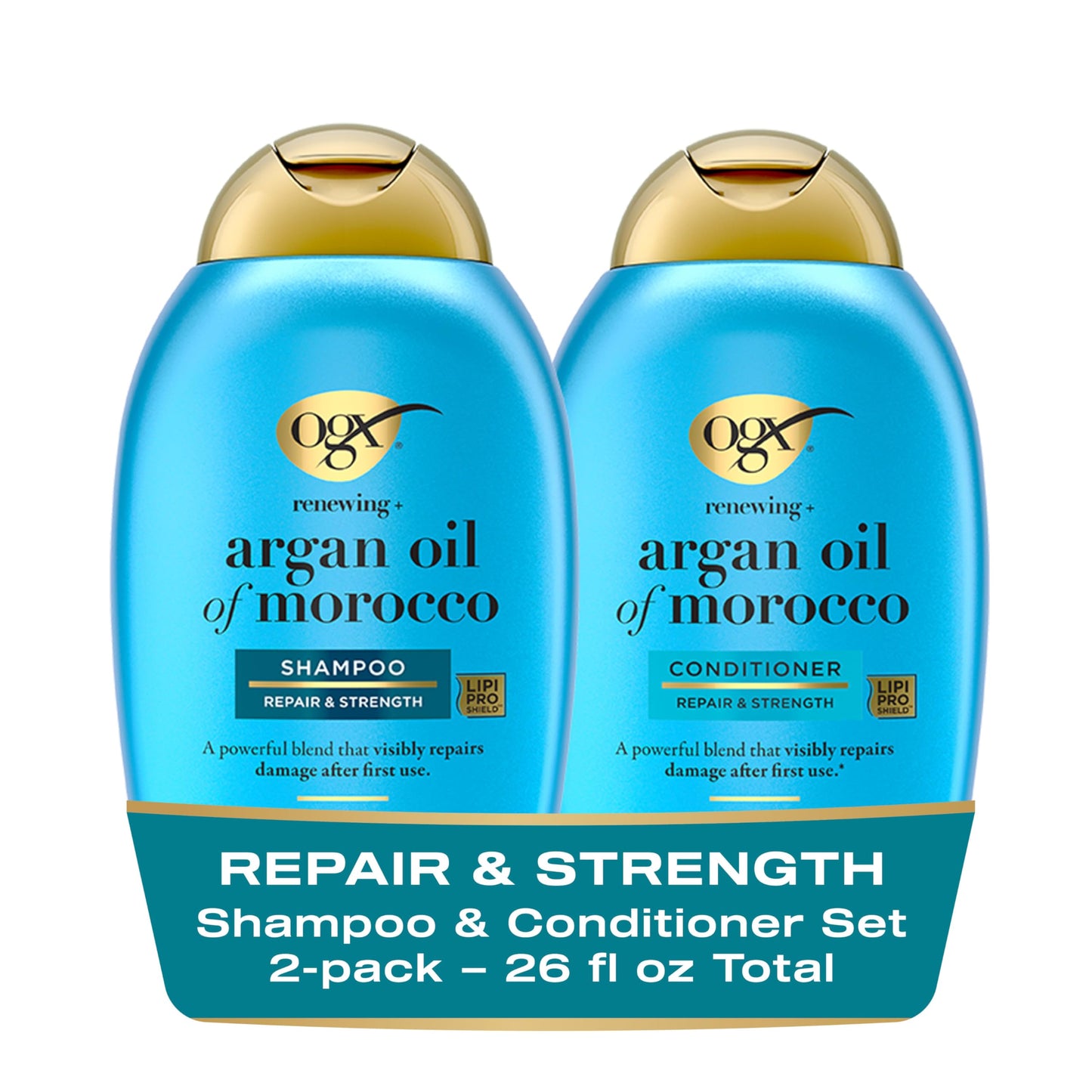 OGX Extra Strength Hydrate & Repair + Argan Oil of Morocco Shampoo & Conditioner Set, 13 Fl Oz (Pack of 2)
