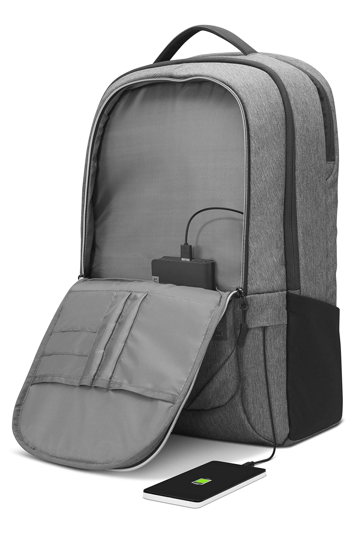 Lenovo 17" Laptop Urban Backpack B730, Fits Up to 17.3-Inch Laptops, Water-Repellent Material, Padded PC Compartment, Anti-Theft Pocket, On-The-Go Charging, GX40X54263, Charcoal Grey