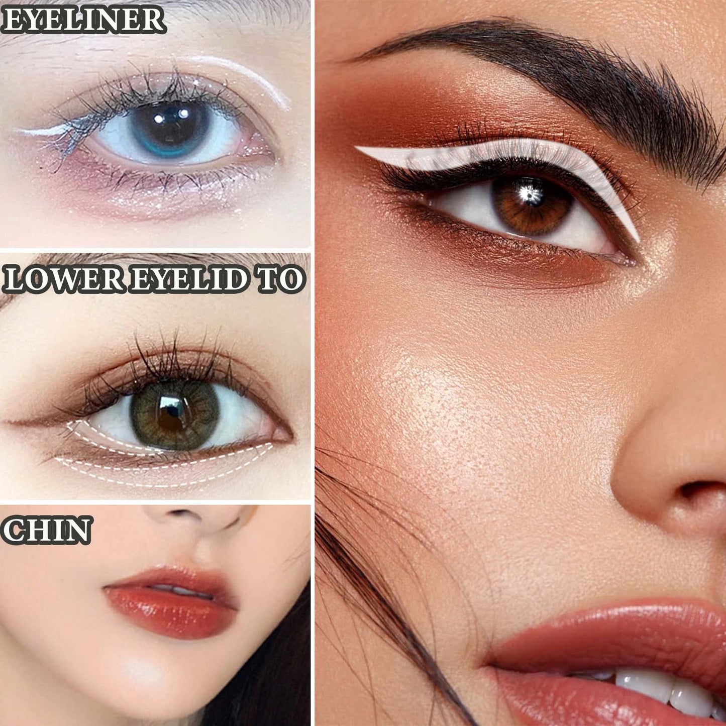 WENJLYJ 12 PCS White Eyeliner Pencils,Professional Long Lasting Waterproof Makeup Pencils,Highly Pigmented Inner Corner Eye Highlighter Eyeliner