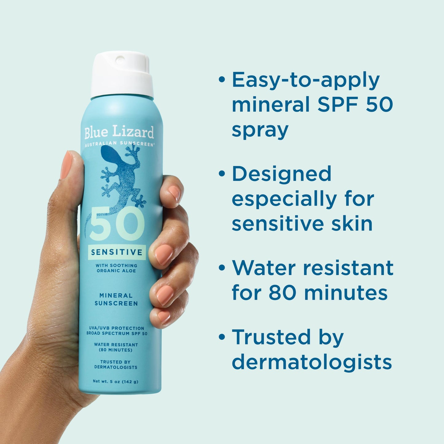 Blue Lizard Mineral Sunscreen Spray, SPF 50+ | Zinc Oxide Formula | Water-Resistant | Dermatologist-Recommended | 5 fl oz Pack of 2 Beauty and Personal Care BLUE LIZARD