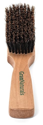 GranNaturals Soft Mens Boar Bristle Hair Brush - Natural Wooden Club Style Wave Hair Brush for Men - Styling Beard Hairbrush for Fine, Thin or Thick