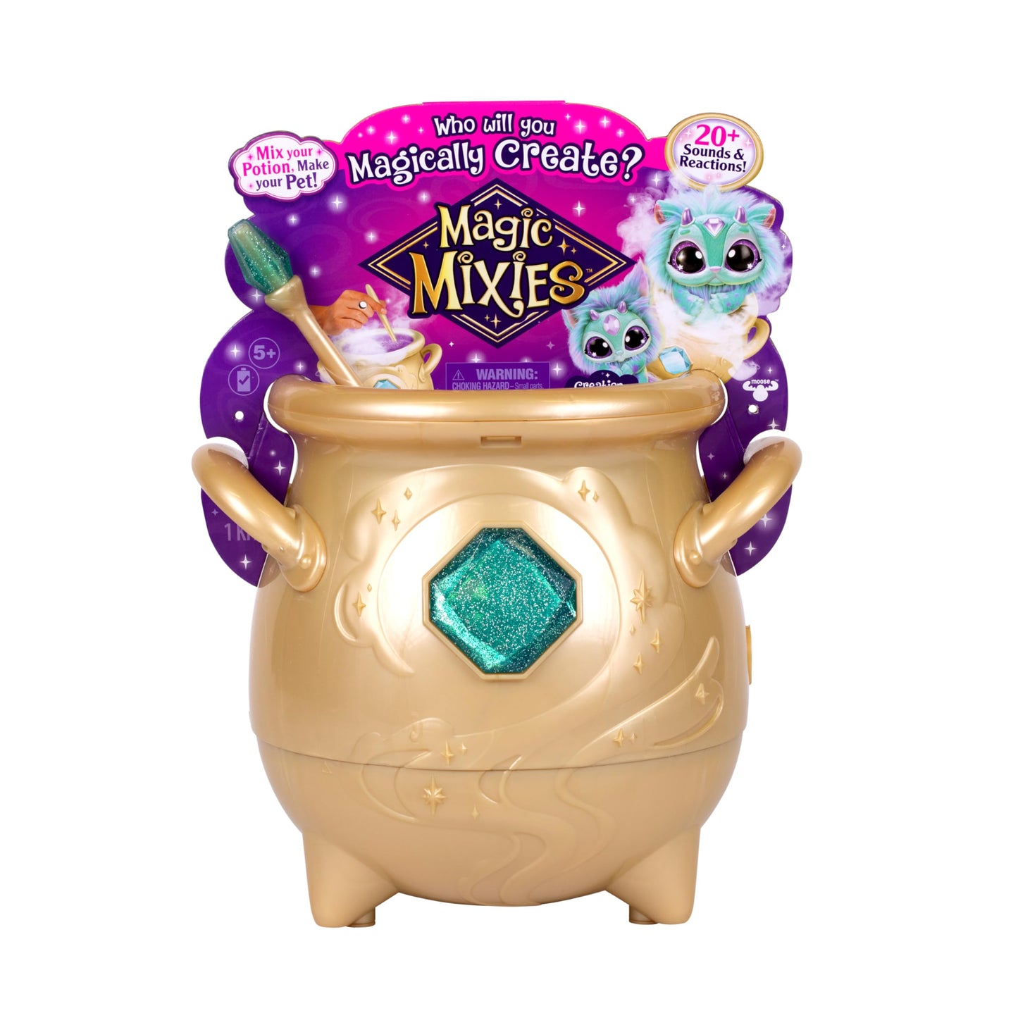 Magic Mixies - Magical Real Misting Gold Cauldron with 8 Inch Non-Electronic Plush Toy. Follow The Spell Book Add The Magic Ingredients. Who Will You…