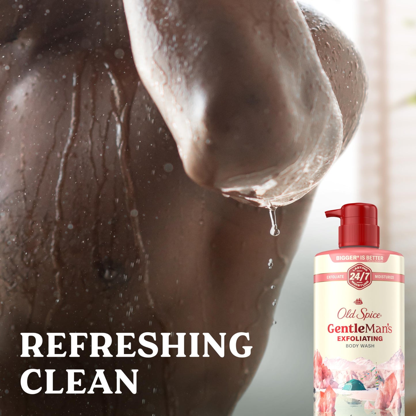Old Spice GentleMan's Exfoliating & Moisturizing Body Wash for Men, 24/7 Shower Fresh with Long Lasting Scent, Renewing Vitamin B3 Blend, Himalayan