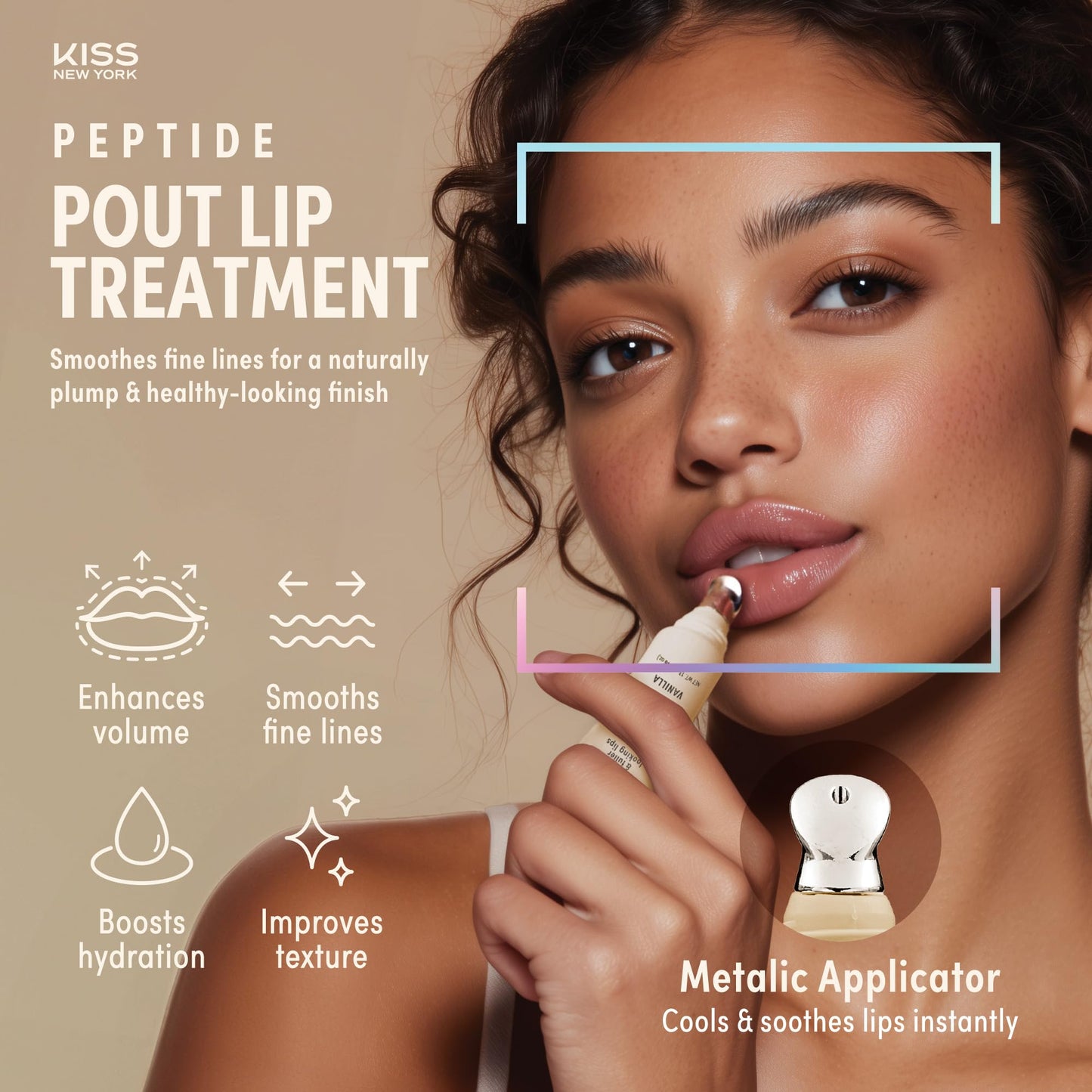 KISS NEW YORK Peptide Lip Treatment, Hydrating & Non-Sticky Plumping Balm, Shea Butter, Castor Oil & Squalane Reduces Look of Fine Lines, Softer Beauty and Personal Care Kiss
