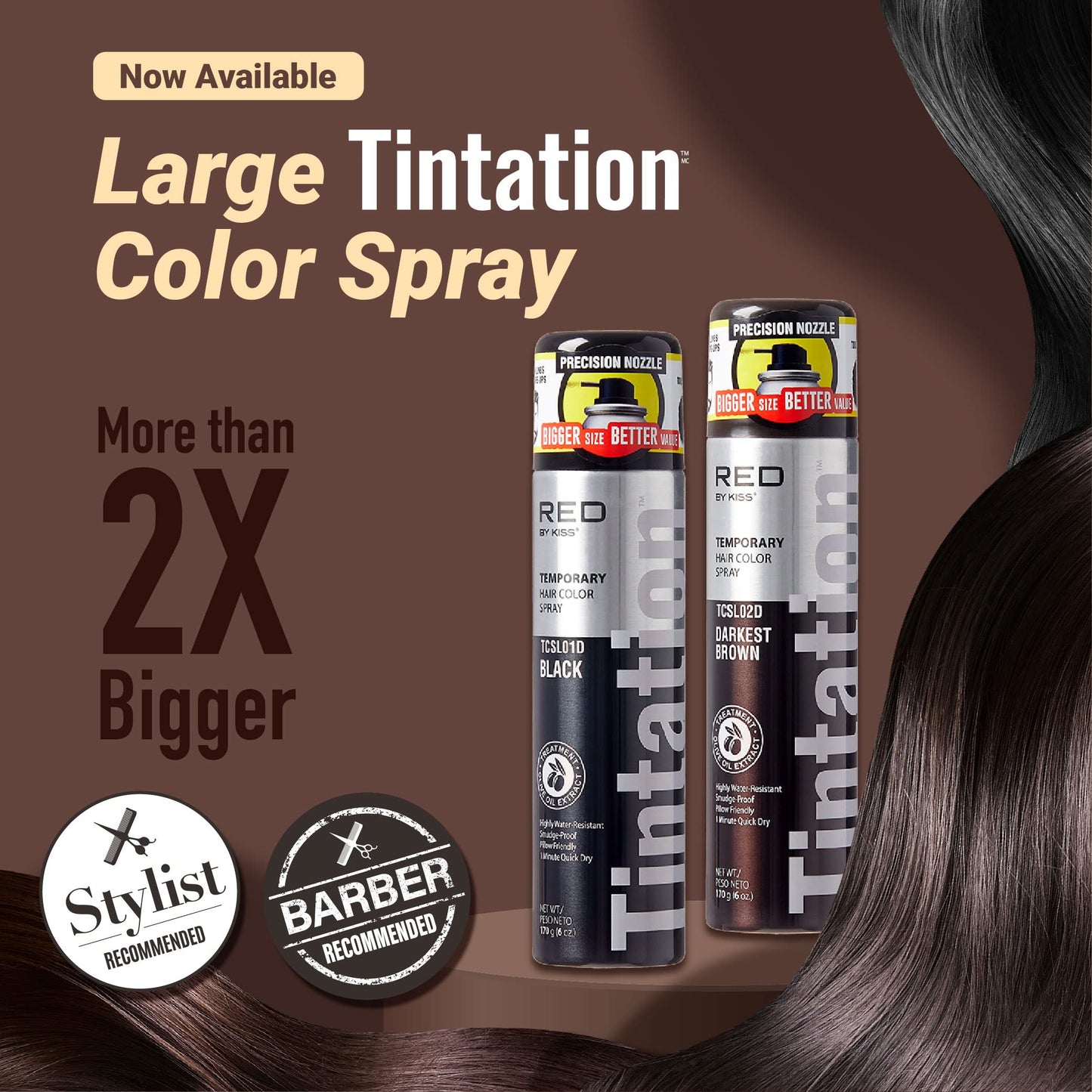 Red by Kiss Tintation Temporary Hair Color Spray, Instant Gray Root Touch Up Coverage, Water-Resistant & Smudge-Proof, Easy Wash Out, Barber