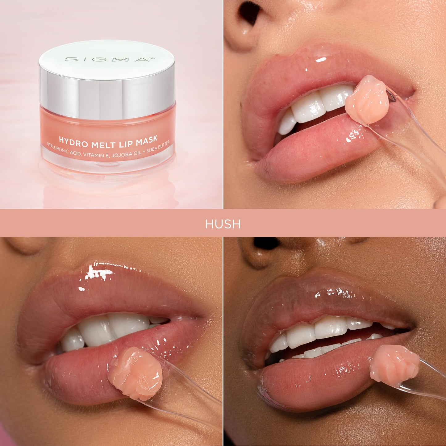 Sigma Beauty Hydro Melt Lip Mask - Hush - Lip Sleep Mask or Day Mask - Plumps, Hydrates and Adds Shine - Leave On Lip Mask with Hyaluronic Acid