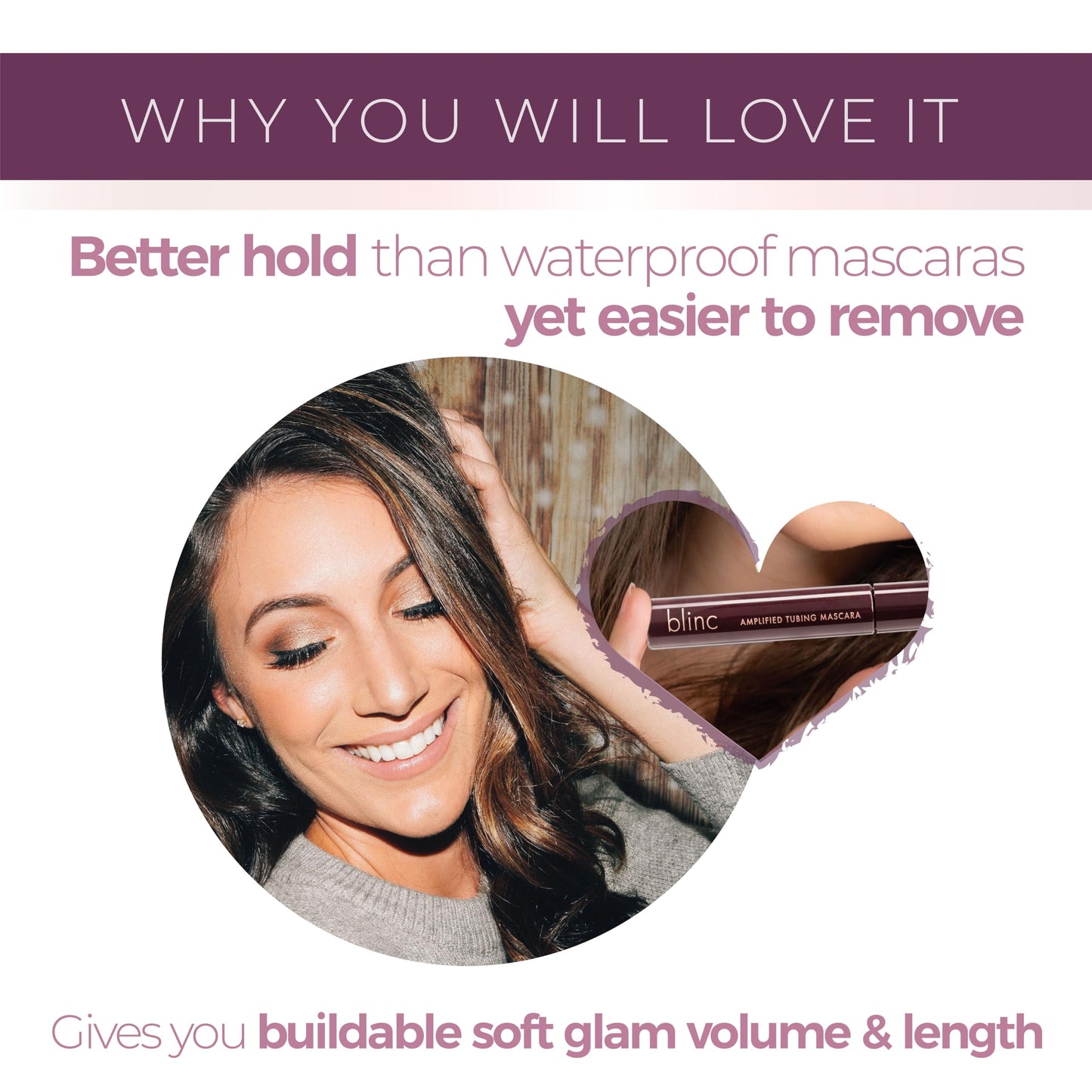 Blinc Amplified Tubing Mascara, Ultra-Longwearing Washable Mascara, Soft-Glam Volumizing, Lengthening and Defining Mascara, 9mL / 0.30 Fl. OZ