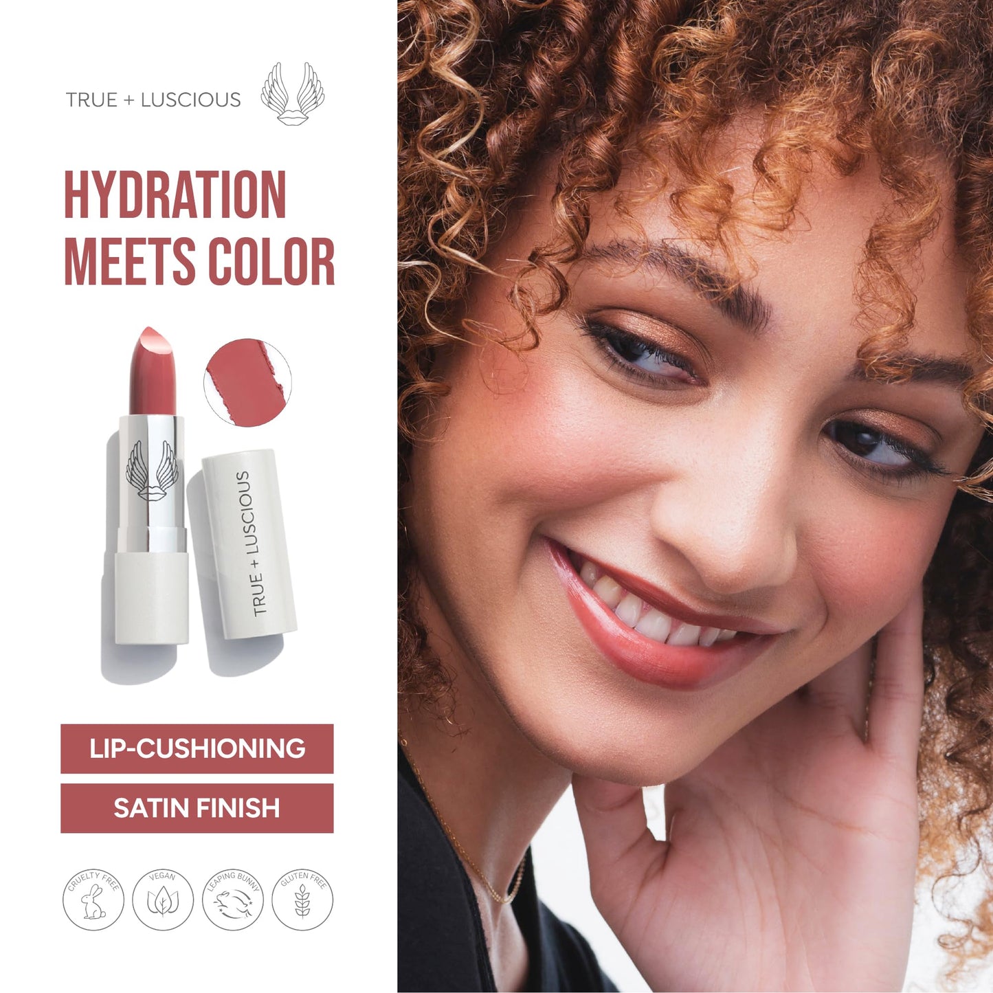 True + Luscious Super Moisture Lipstick | Satin Cream Lip Color for Lasting Hydration | Hyaluronic Acid Konjac Root Powder | Vegan Cruelty-Free