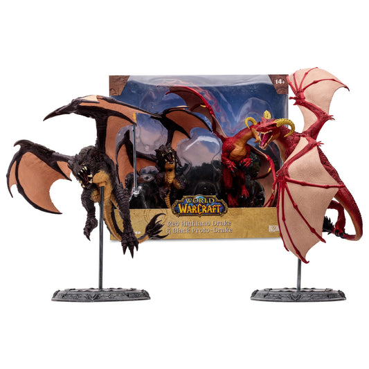 McFarlane Toys - World of Warcraft Red Highland Drake and Black Proto-Drake 2pk 1:12 Scale Posed Figures
