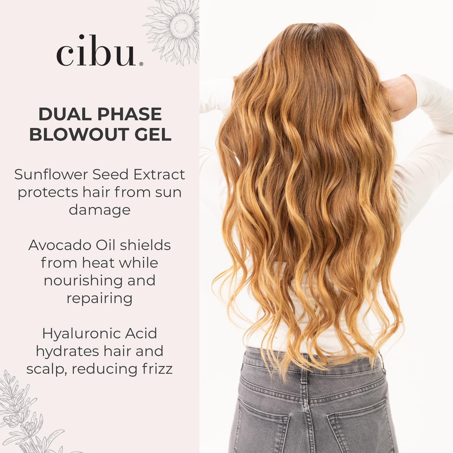 CIBU Dual Phase Blowout Gel - Blow Out Gel for Hydration and Protection Against Heat Damage - For Smooth & Shiny Look with Sunflower Seed Extract