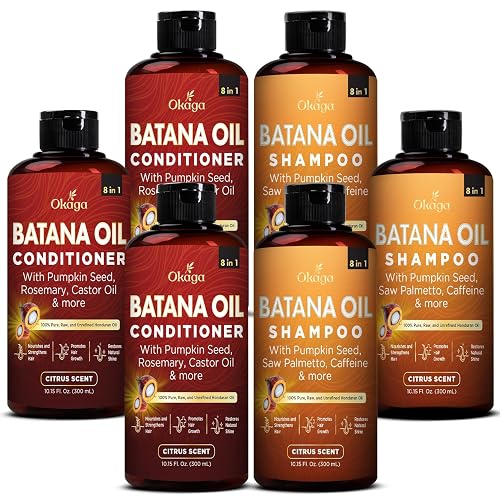 Batana Oil Shampoo & Conditioner Bundle, Aloe Vera Leaf Juice, Saw Palmetto, Caffeine, Biotin, Jojoba, Pumpkin Seed, Castor, Rosemary & Hydrolyzed