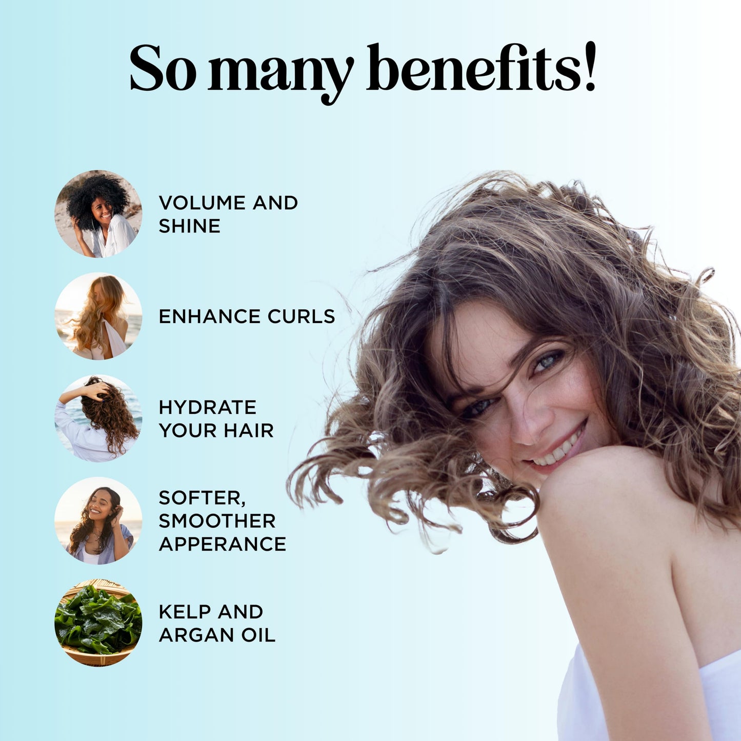 Sea Salt Spray for Hair Volume - Beach Waves Sea Salt Hair Texture Spray for Hair Volumizer - Women and Mens Hair Spray for Hair Styling Extra Hold