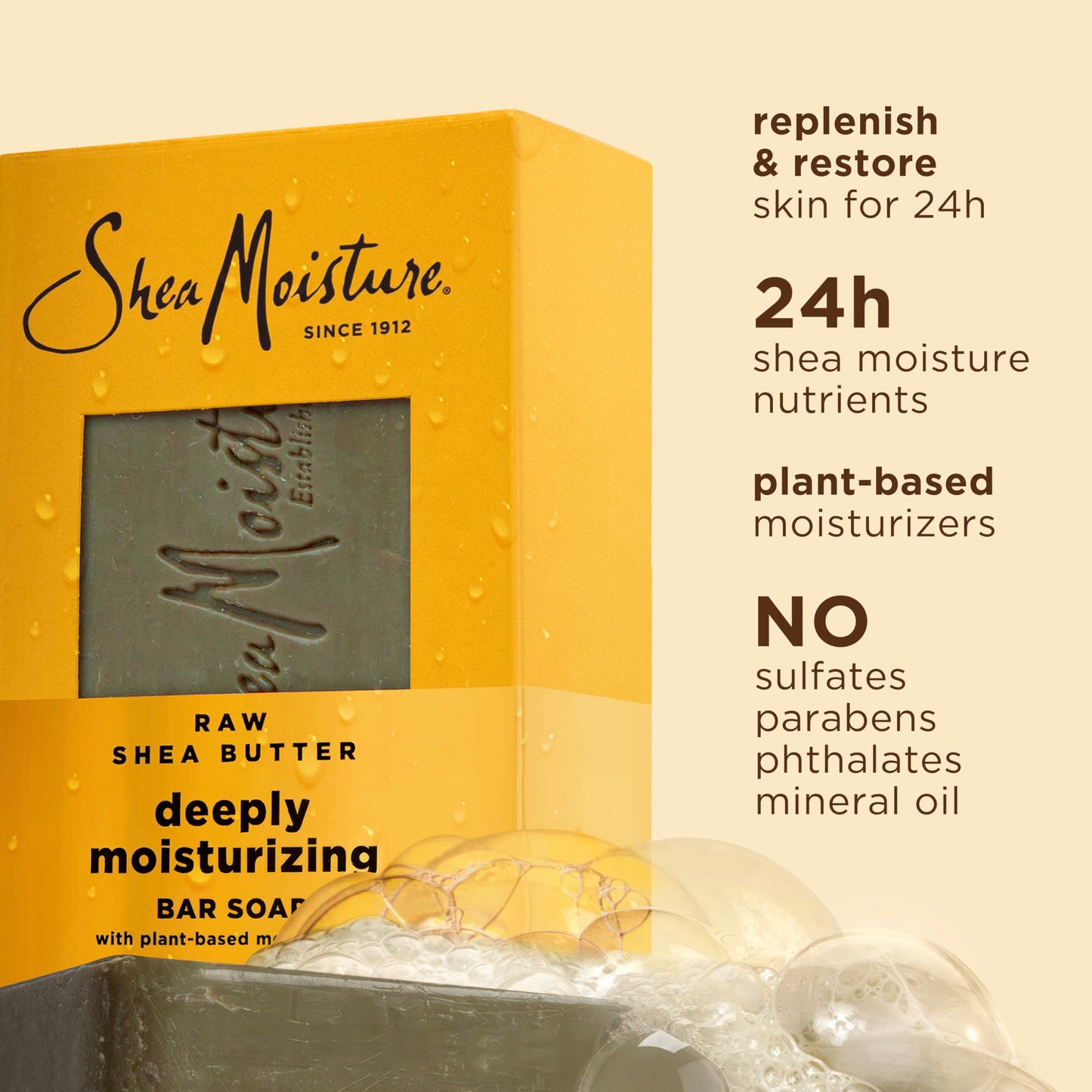 SheaMoisture Bar Soap Raw Shea Butter 4 count Moisturize and Restore Dry Skin Deeply Moisturizing bar soap with 24h shea moisture nutrients